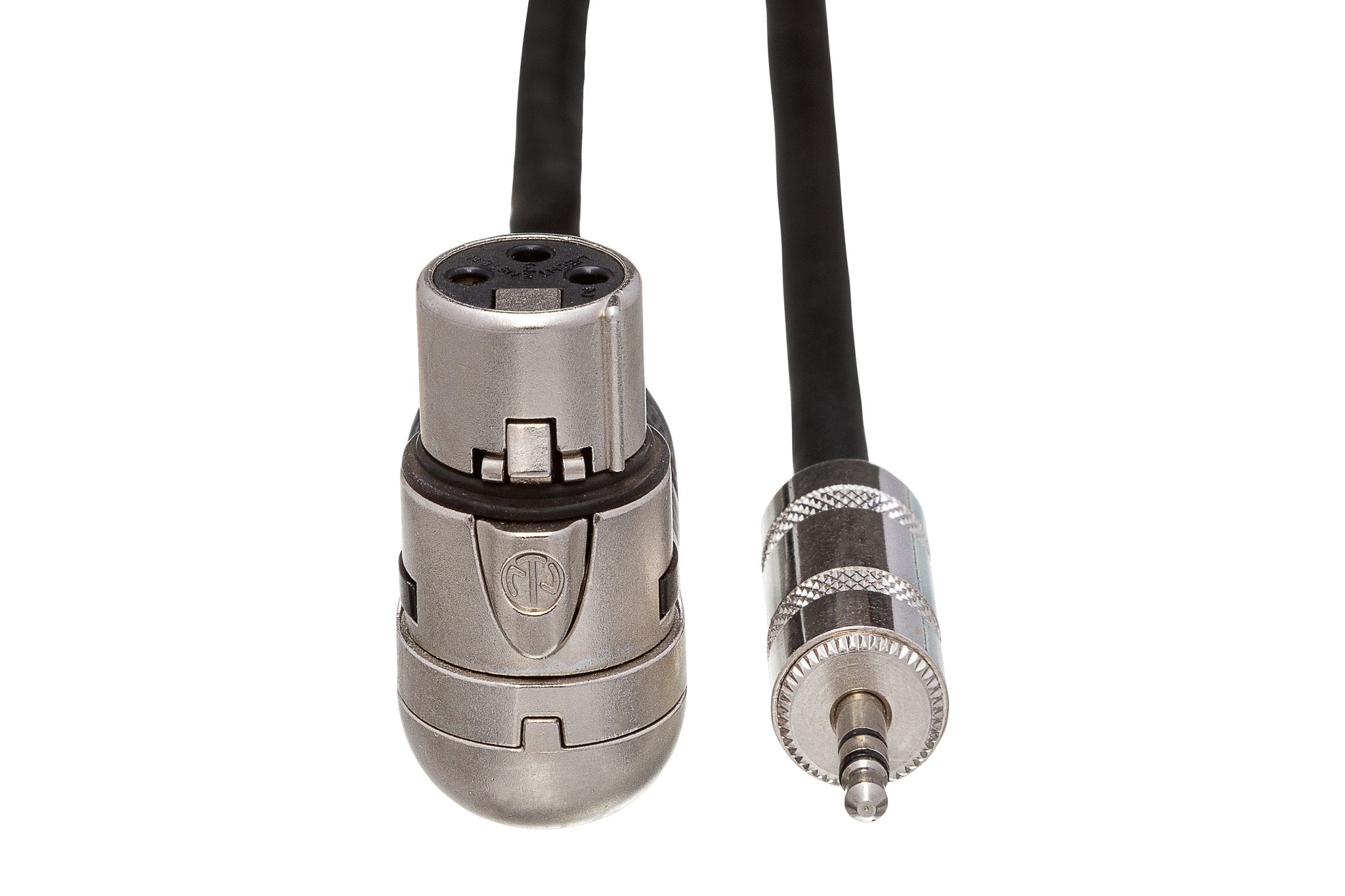 Camcorder Microphone Cable, Neutrik Right-angle XLR3F to Hosa 3.5 mm TRS - Front