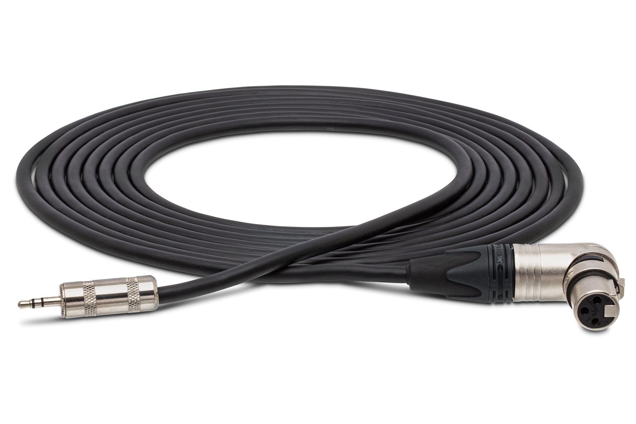 Camcorder Microphone Cable, Neutrik Right-angle XLR3F to Hosa 3.5 mm TRS - Full