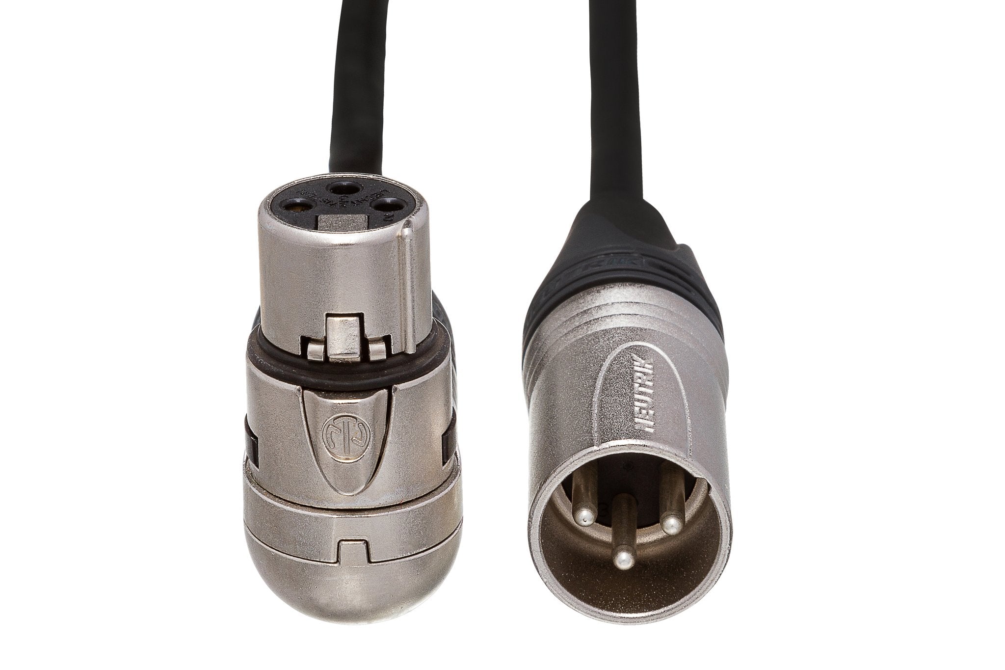 Camcorder Microphone Cable, Neutrik Right-angle XLR3F to XLR3M - Front