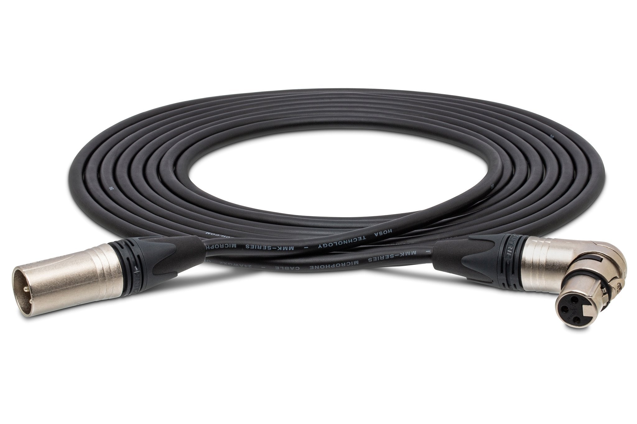 Camcorder Microphone Cable, Neutrik Right-angle XLR3F to XLR3M - Full