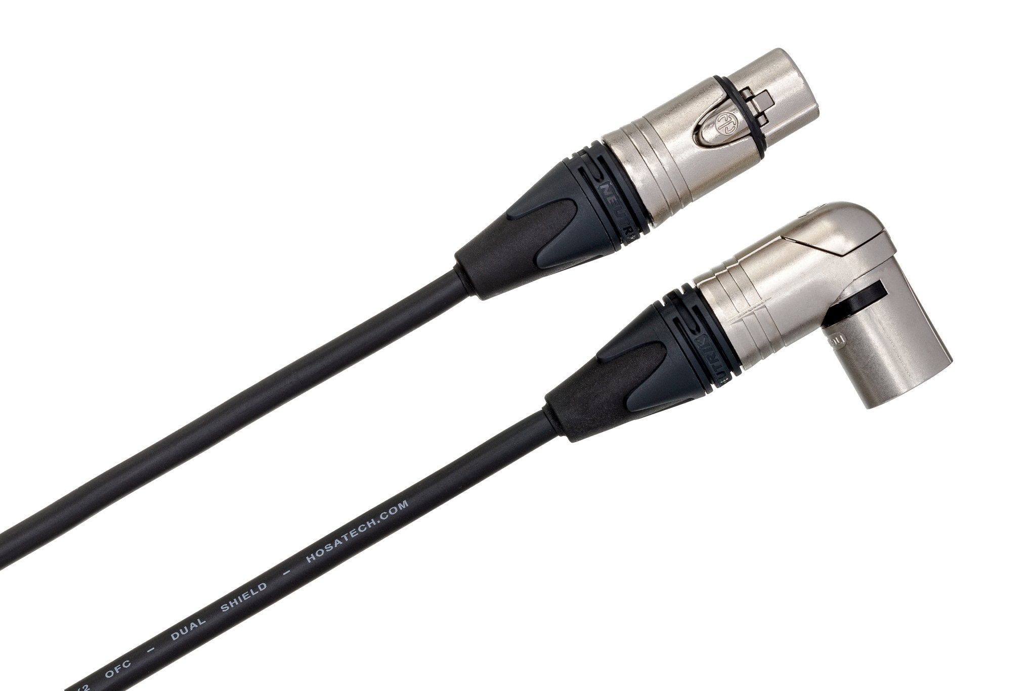 Camcorder Microphone Cable, Neutrik XLR3F to Right-angle XLR3M - Angle
