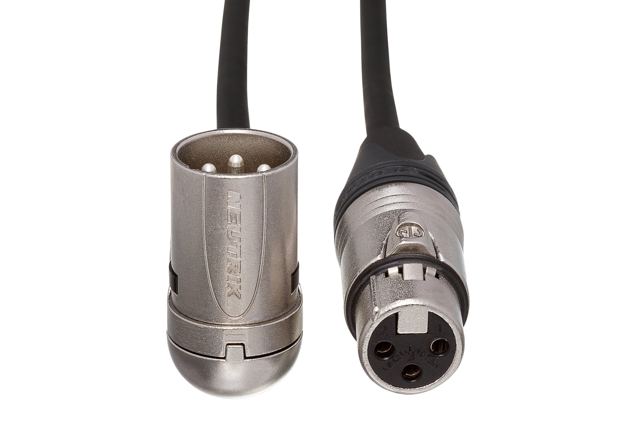 Camcorder Microphone Cable, Neutrik XLR3F to Right-angle XLR3M - Front