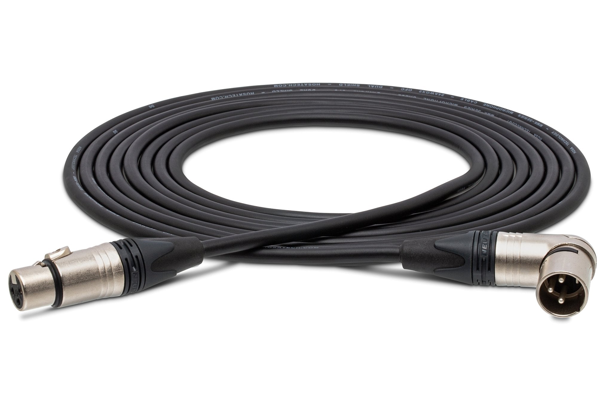 Camcorder Microphone Cable, Neutrik XLR3F to Right-angle XLR3M - Full