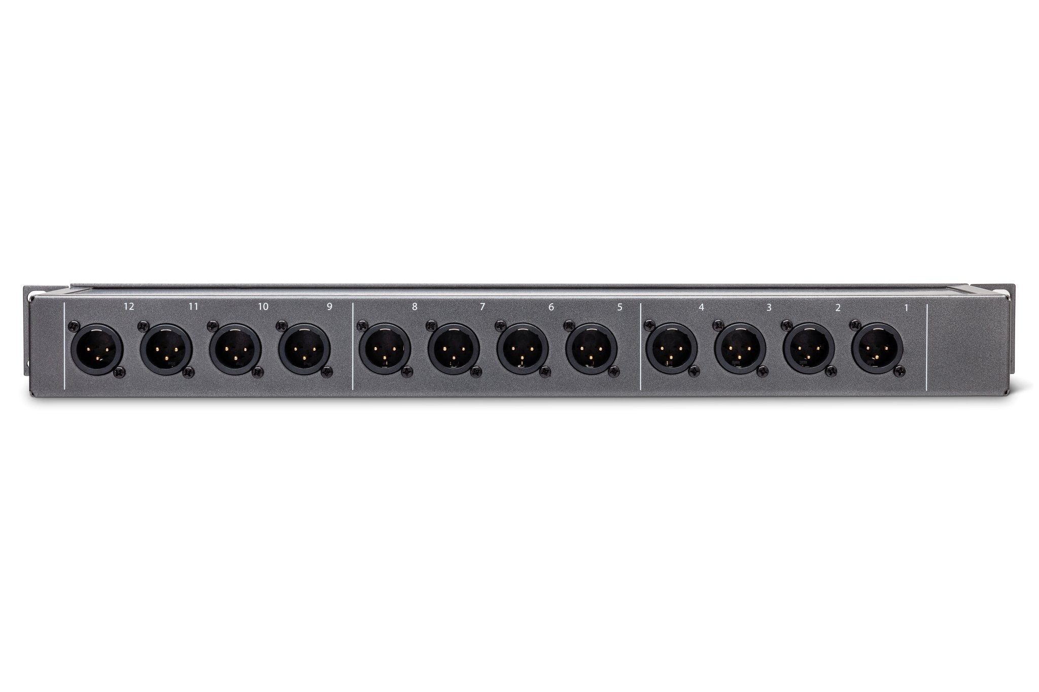 Patch Bay, 12-point, De-normalled, XLR3F to XLR3M - Back