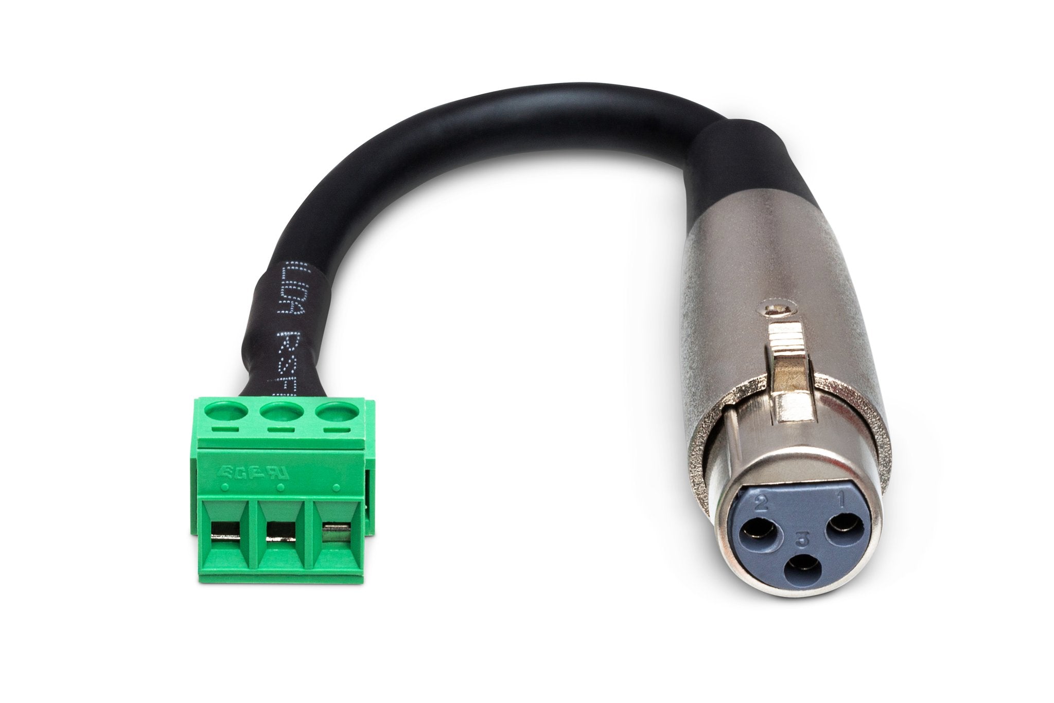 Low-voltage Adapter, XLR3F to PHX3M, 6 in - Front