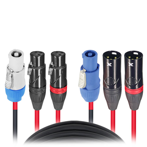 100' Ft 14AWG Powerkon to Dual XLR Combo Link Jumper Cable