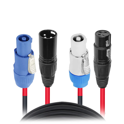 10' Ft Dual 14AWG Powerkon to Dual XLR Combo Link Jumper Cable