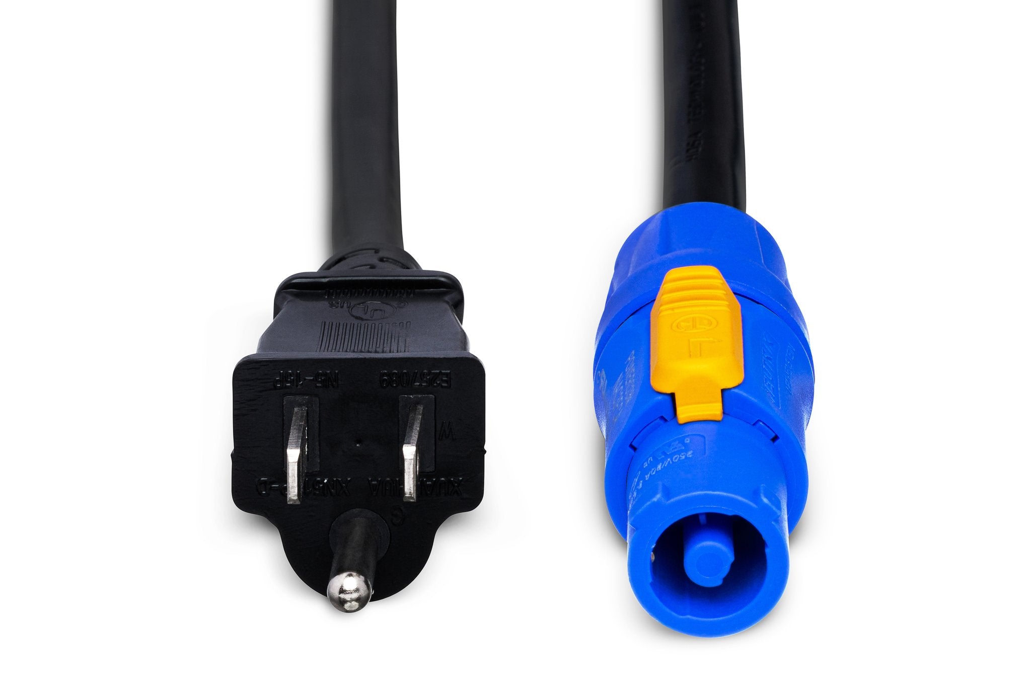 Power Cord, Neutrik PowerCON to Hosa NEMA 5-15P, 10 ft - Front