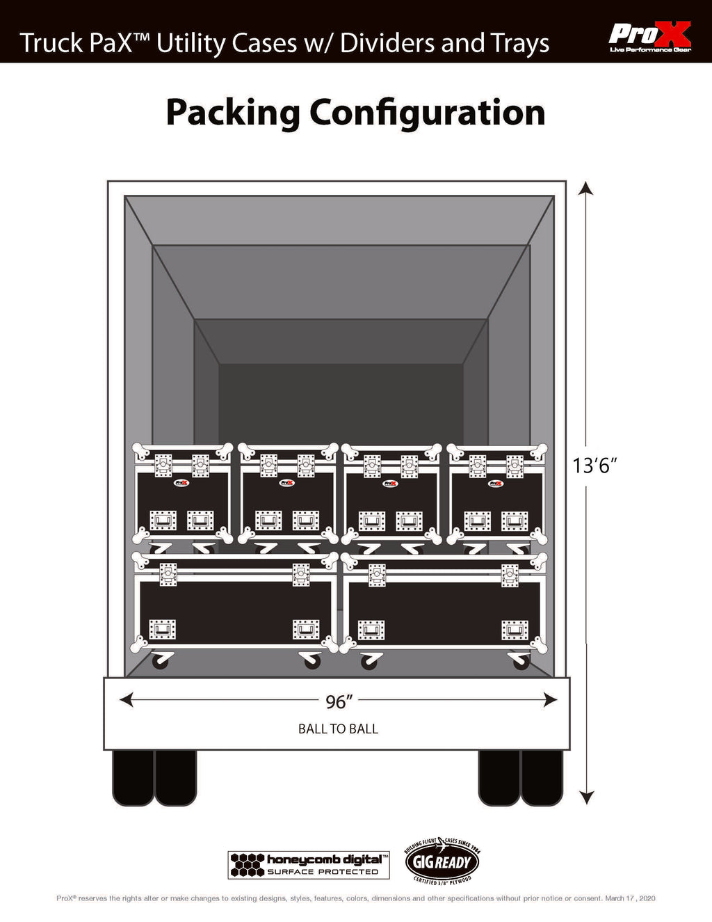 TruckPax Utility ATA Flight Case Truck Storage Road Case with Dividers Tray and 4" in casters – 48"x30"x30" Ext