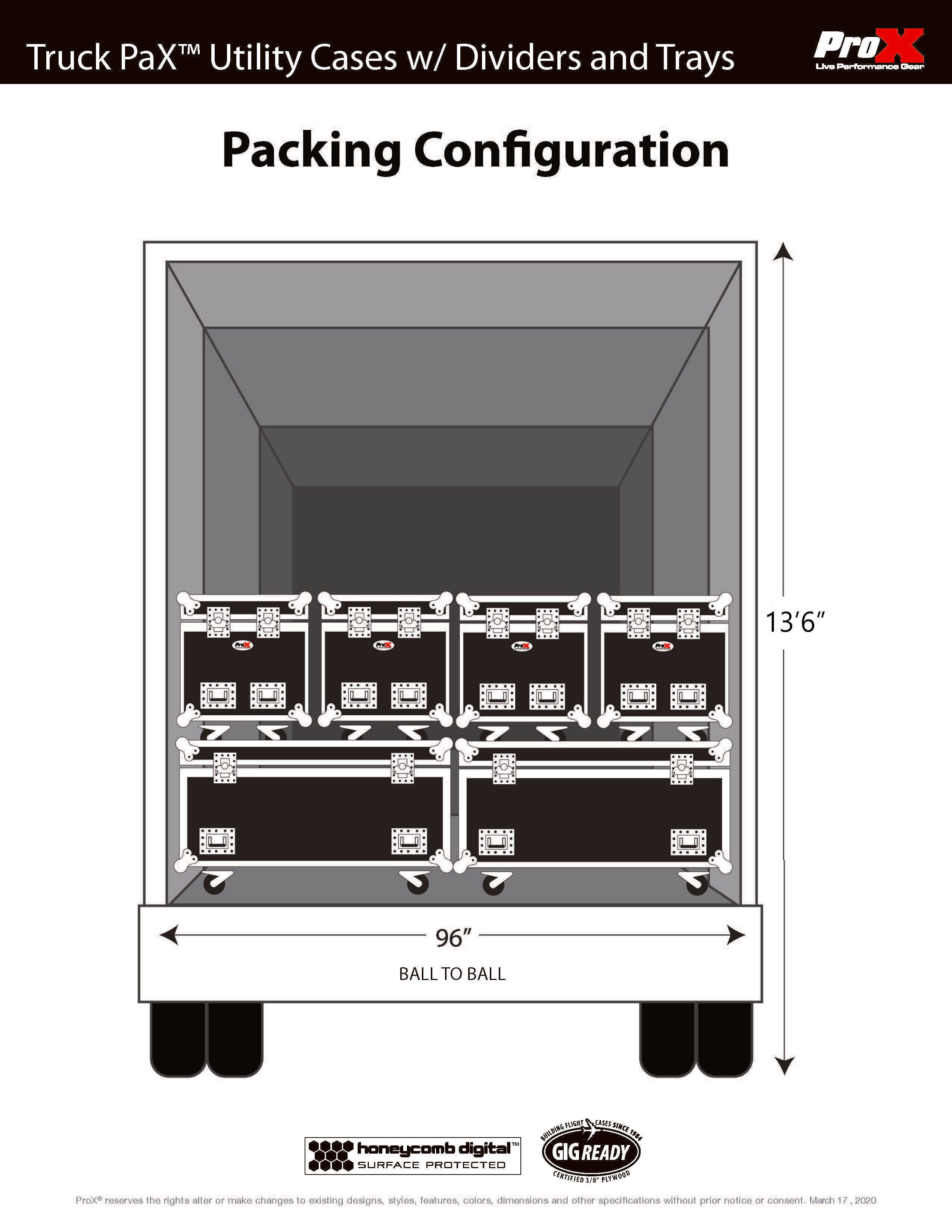 TruckPax Utility ATA Flight Case Truck Storage Road Case with Dividers Tray and 4" in casters – 24"x30"x36" Ext