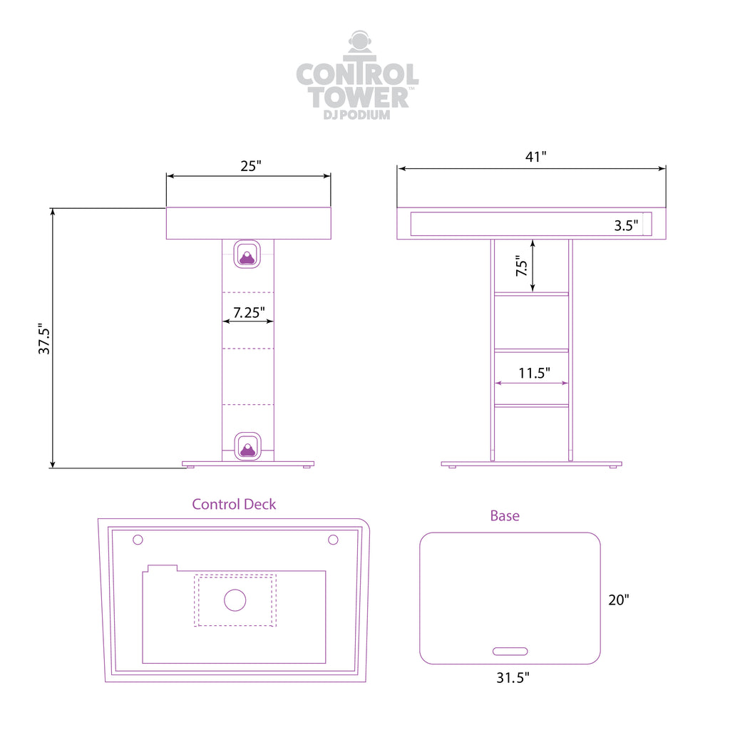 Control Tower DJ Podium with Road Cases for Pioneer DDJ-REV7 XDJ-XZ FLX10 RANE Four - White Finish