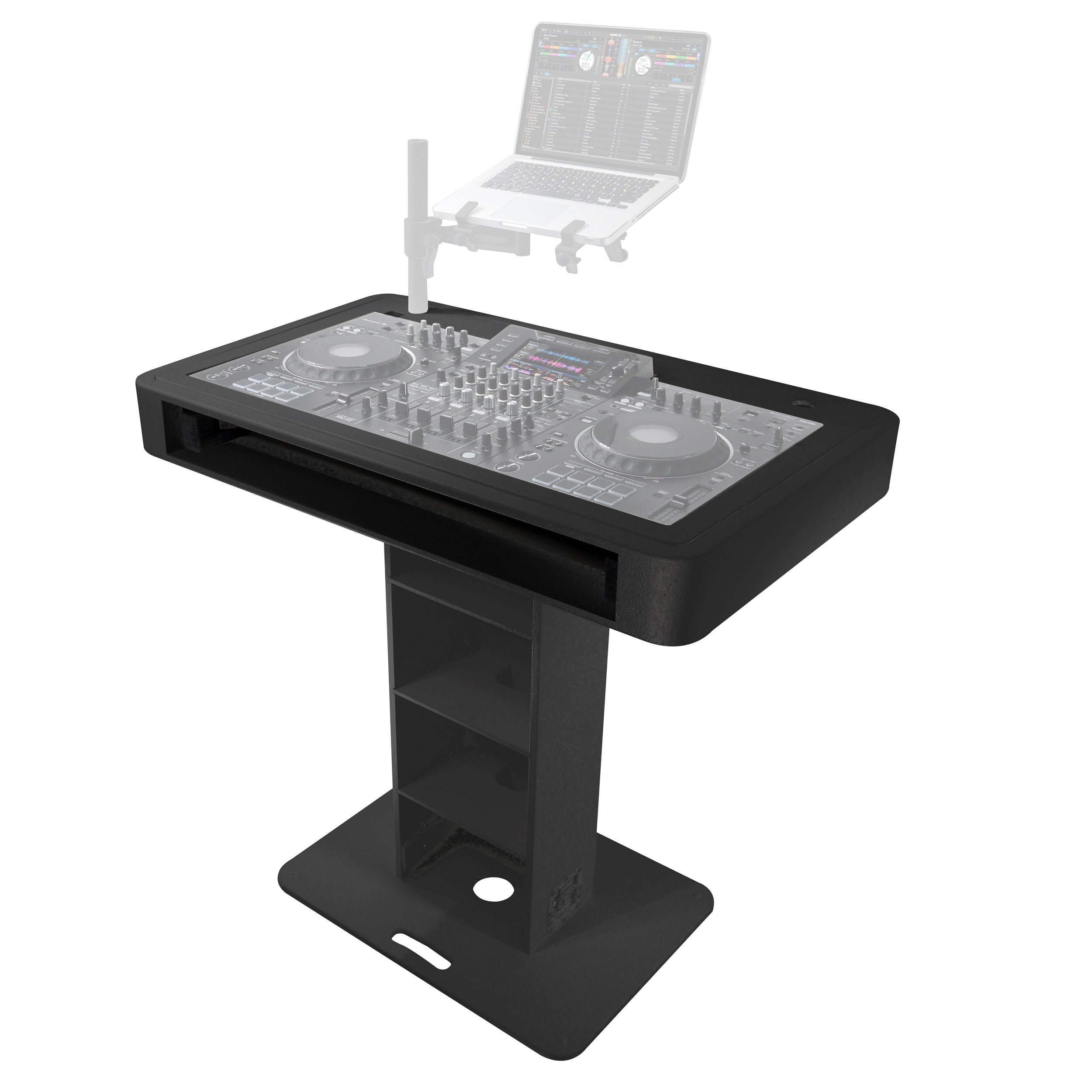 Control Tower DJ Podium with Road Cases for Pioneer DDJ-REV7 DDJ-FLX10 XDJ-XZ RANE Four - Black Finish