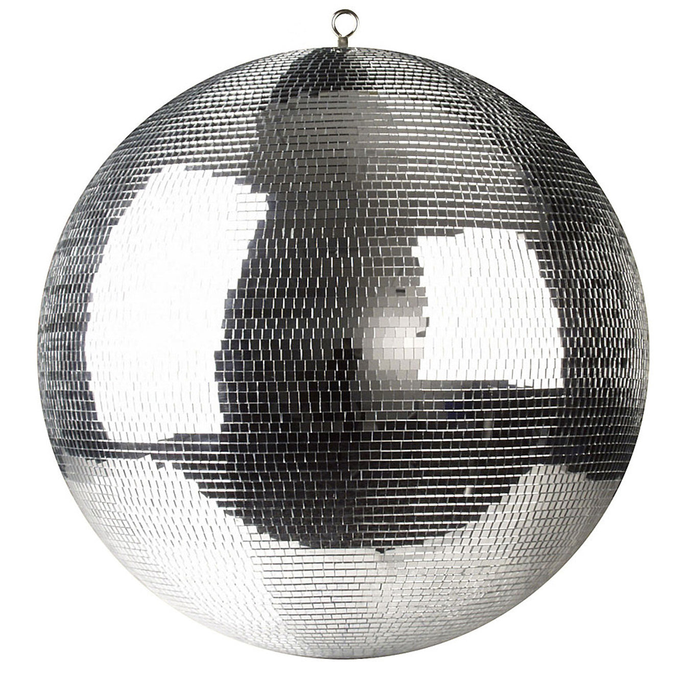 40" Mirror Disco Ball with 3/4" Glass Tiles | Bright Silver Reflective DJ Sphere with Hanging Ring
