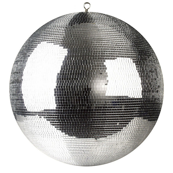 40" Mirror Disco Ball with 3/4" Glass Tiles | Bright Silver Reflective DJ Sphere with Hanging Ring