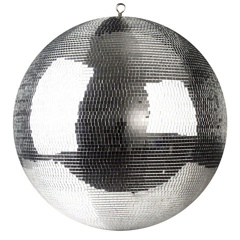 40" Mirror Disco Ball with 3/4" Glass Tiles | Bright Silver Reflective DJ Sphere with Hanging Ring