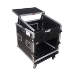 10U Vertical Rack Mount Flight Case with 10U Top for Mixer Combo Amp Rack with Laptop Shelf and Caster Wheels