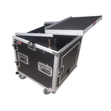 10U Vertical Rack Mount Flight Case with 10U Top for Mixer Combo Amp Rack with Laptop Shelf and Caster Wheels