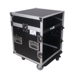 10U Vertical Rack Mount Flight Case with 10U Top for Mixer Combo Amp Rack with Laptop Shelf and Caster Wheels