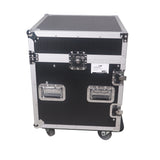 10U Vertical Rack Mount Flight Case with 10U Top for Mixer Combo Amp Rack with Laptop Shelf and Caster Wheels