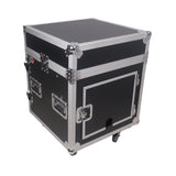 10U Vertical Rack Mount Flight Case with 10U Top for Mixer Combo Amp Rack with Laptop Shelf and Caster Wheels