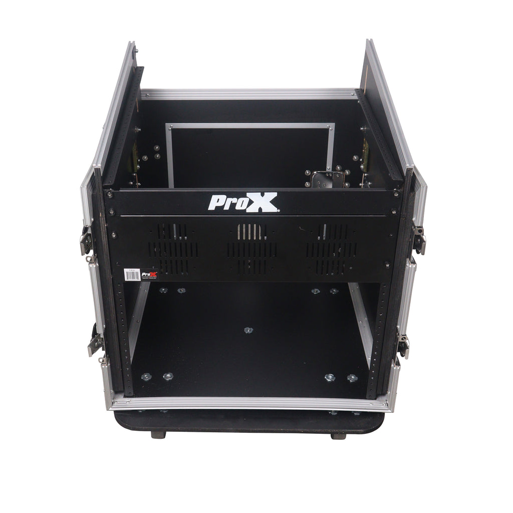 10U Vertical Rack Mount Flight Case with 10U Top for Mixer Combo Amp Rack with Caster Wheels