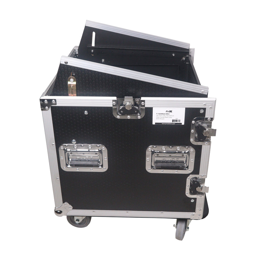 10U Vertical Rack Mount Flight Case with 10U Top for Mixer Combo Amp Rack with Caster Wheels