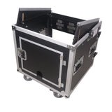 10U Vertical Rack Mount Flight Case with 10U Top for Mixer Combo Amp Rack with Caster Wheels