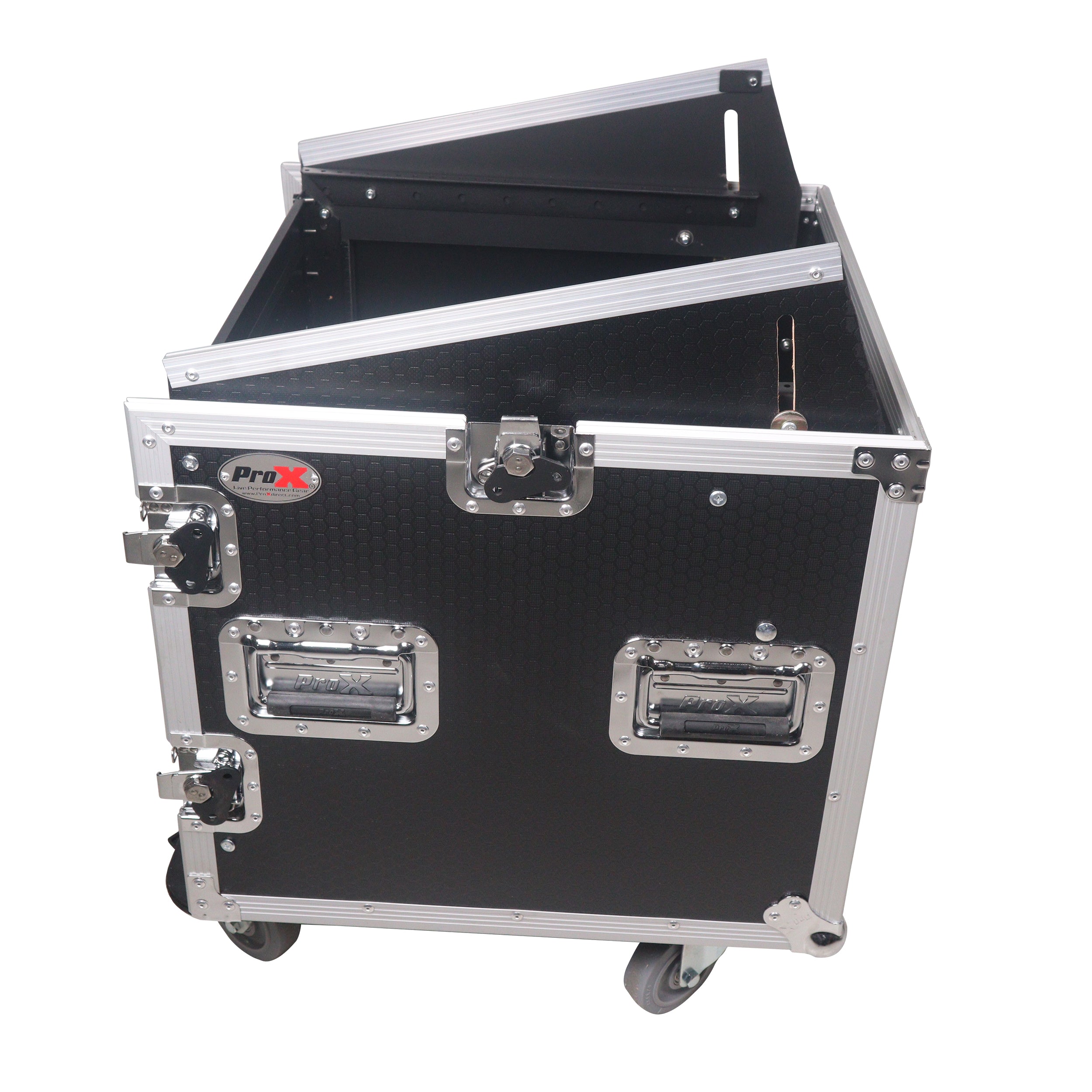 10U Vertical Rack Mount Flight Case with 10U Top for Mixer Combo Amp Rack with Caster Wheels