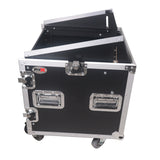 10U Vertical Rack Mount Flight Case with 10U Top for Mixer Combo Amp Rack with Caster Wheels