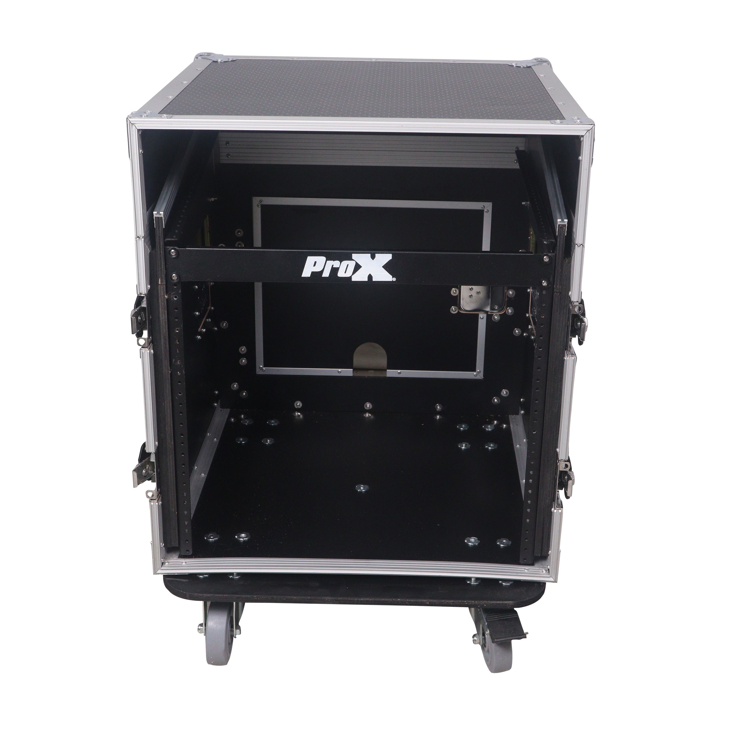 10U Vertical Rack Mount Flight Case with 10U Top for Mixer Combo Amp Rack with Caster Wheels