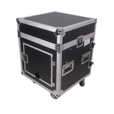 10U Vertical Rack Mount Flight Case with 10U Top for Mixer Combo Amp Rack with Caster Wheels