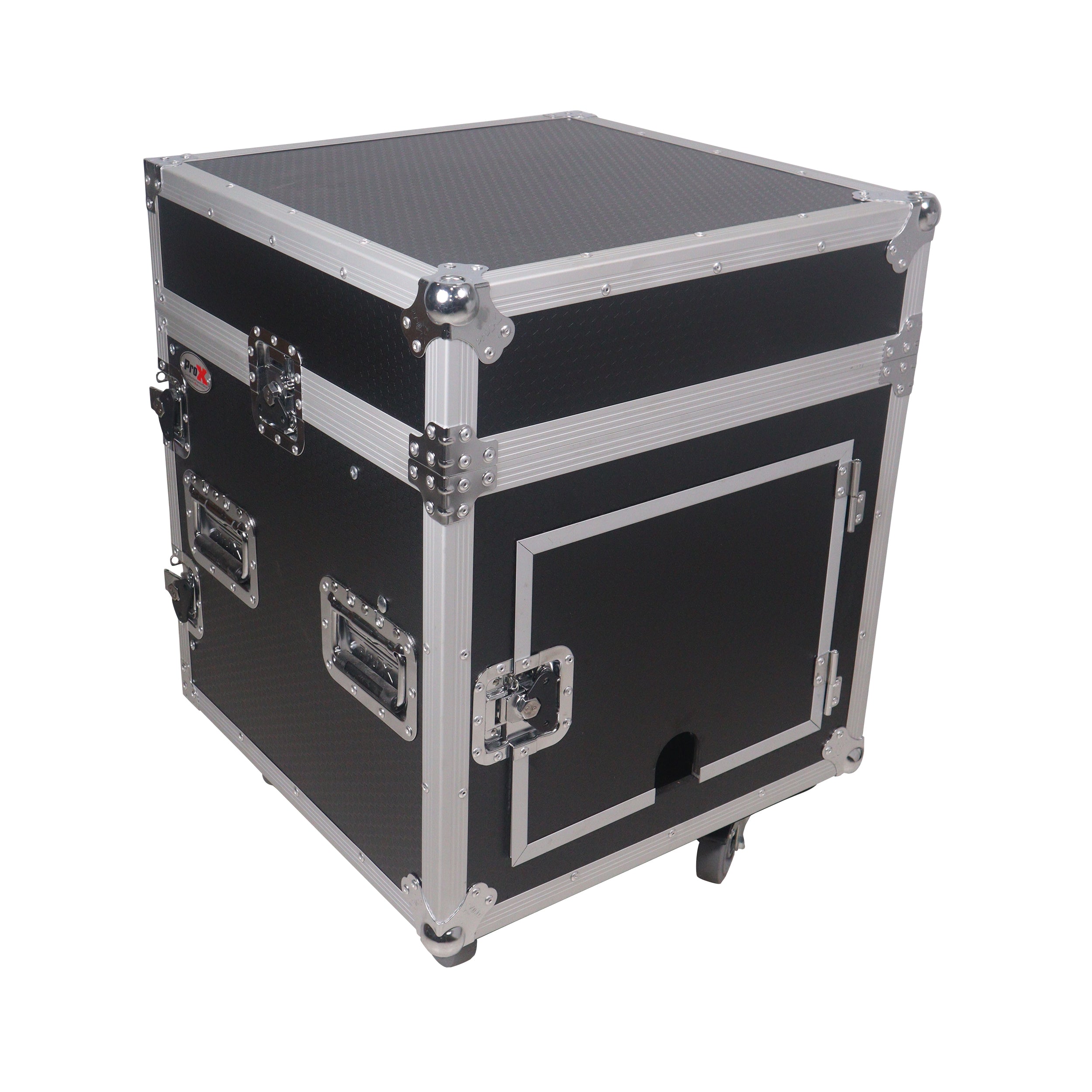 10U Vertical Rack Mount Flight Case with 10U Top for Mixer Combo Amp Rack with Caster Wheels