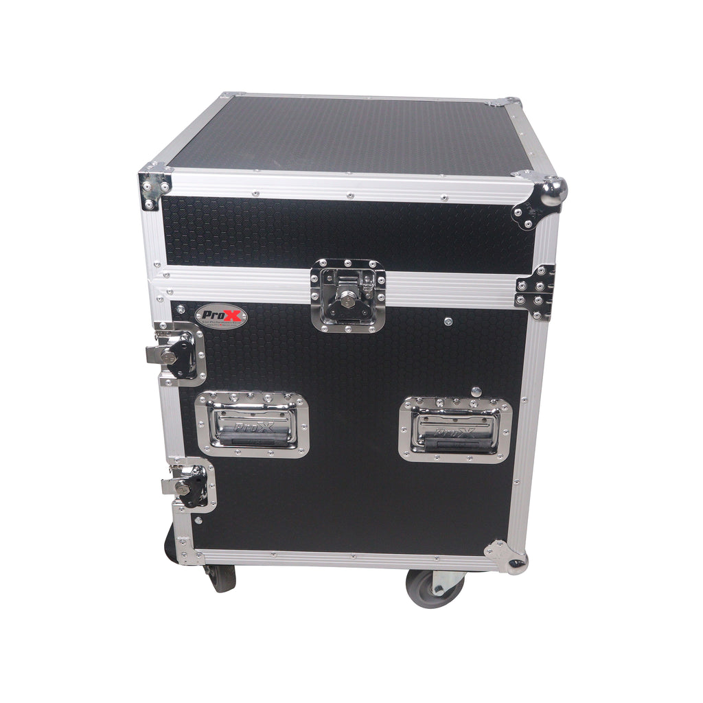 10U Vertical Rack Mount Flight Case with 10U Top for Mixer Combo Amp Rack with Caster Wheels