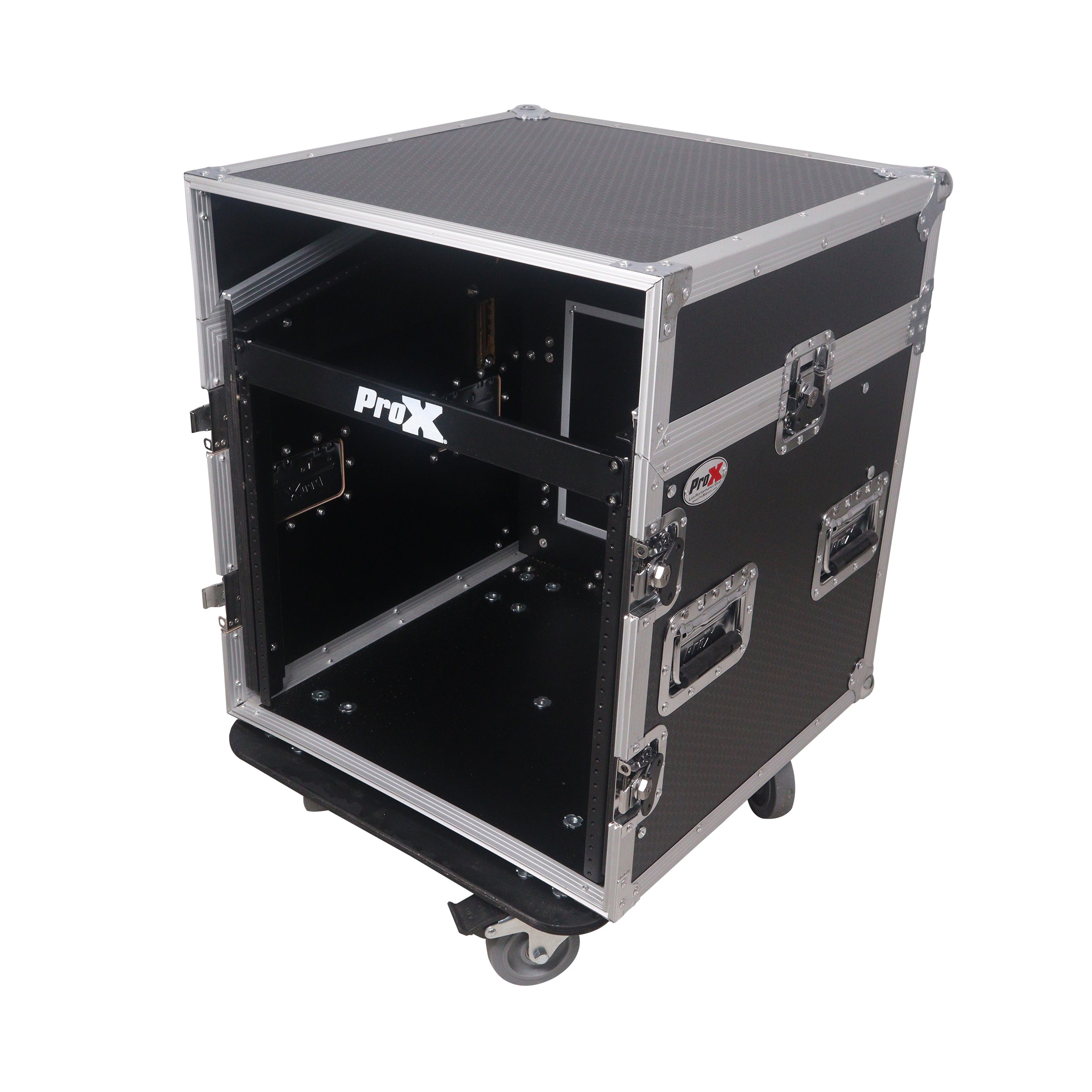 10U Vertical Rack Mount Flight Case with 10U Top for Mixer Combo Amp Rack with Caster Wheels