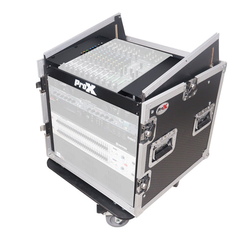 10U Vertical Rack Mount Flight Case with 10U Top for Mixer Combo Amp Rack with Caster Wheels