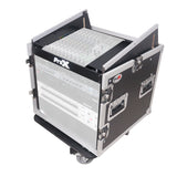 10U Vertical Rack Mount Flight Case with 10U Top for Mixer Combo Amp Rack with Caster Wheels