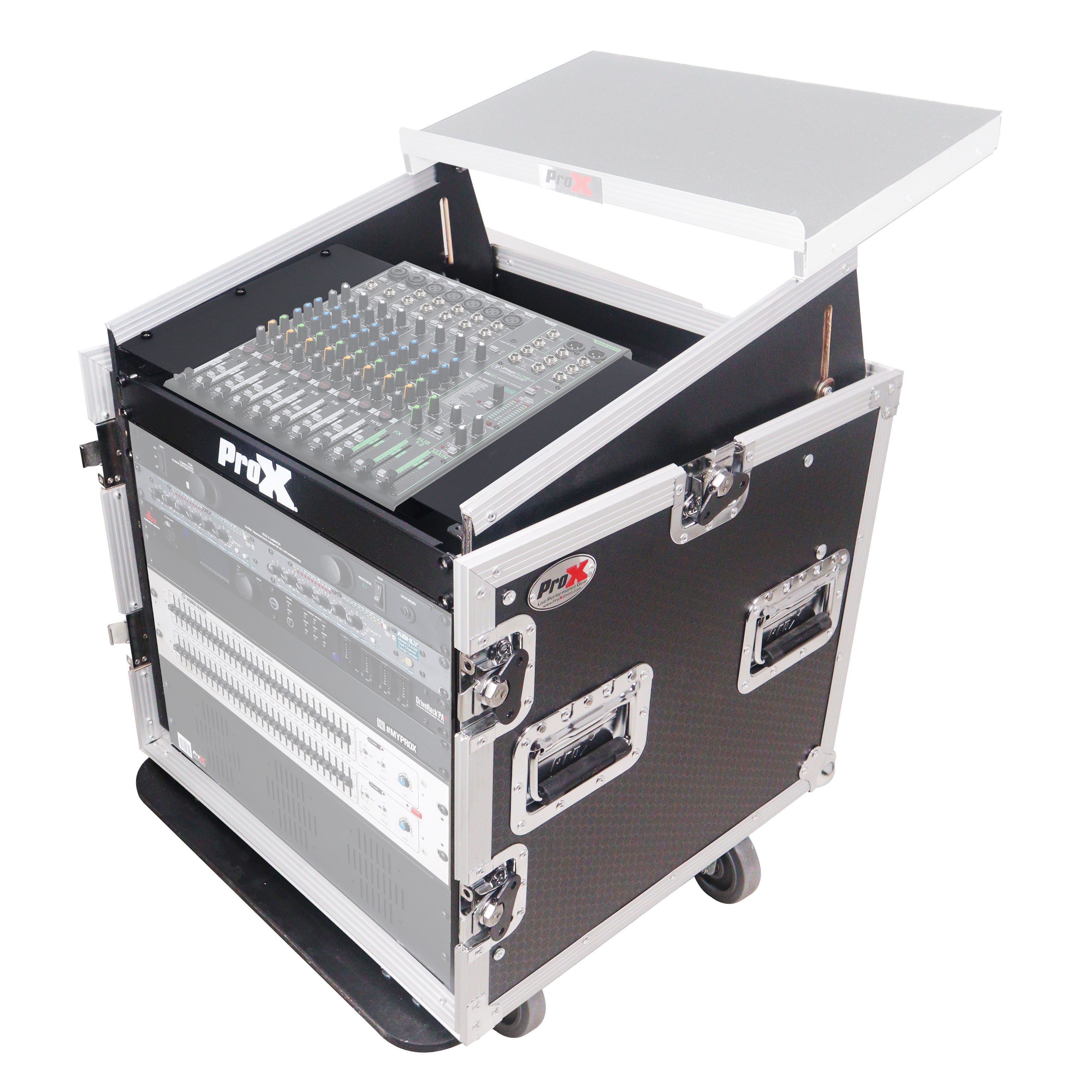 10U Vertical Rack Mount Flight Case with 10U Top for Mixer Combo Amp Rack with Caster Wheels