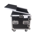 12U Vertical Rack Mount Flight Case with 10U Top for Mixer Combo Amp Rack with Laptop Shelf and Caster Wheels