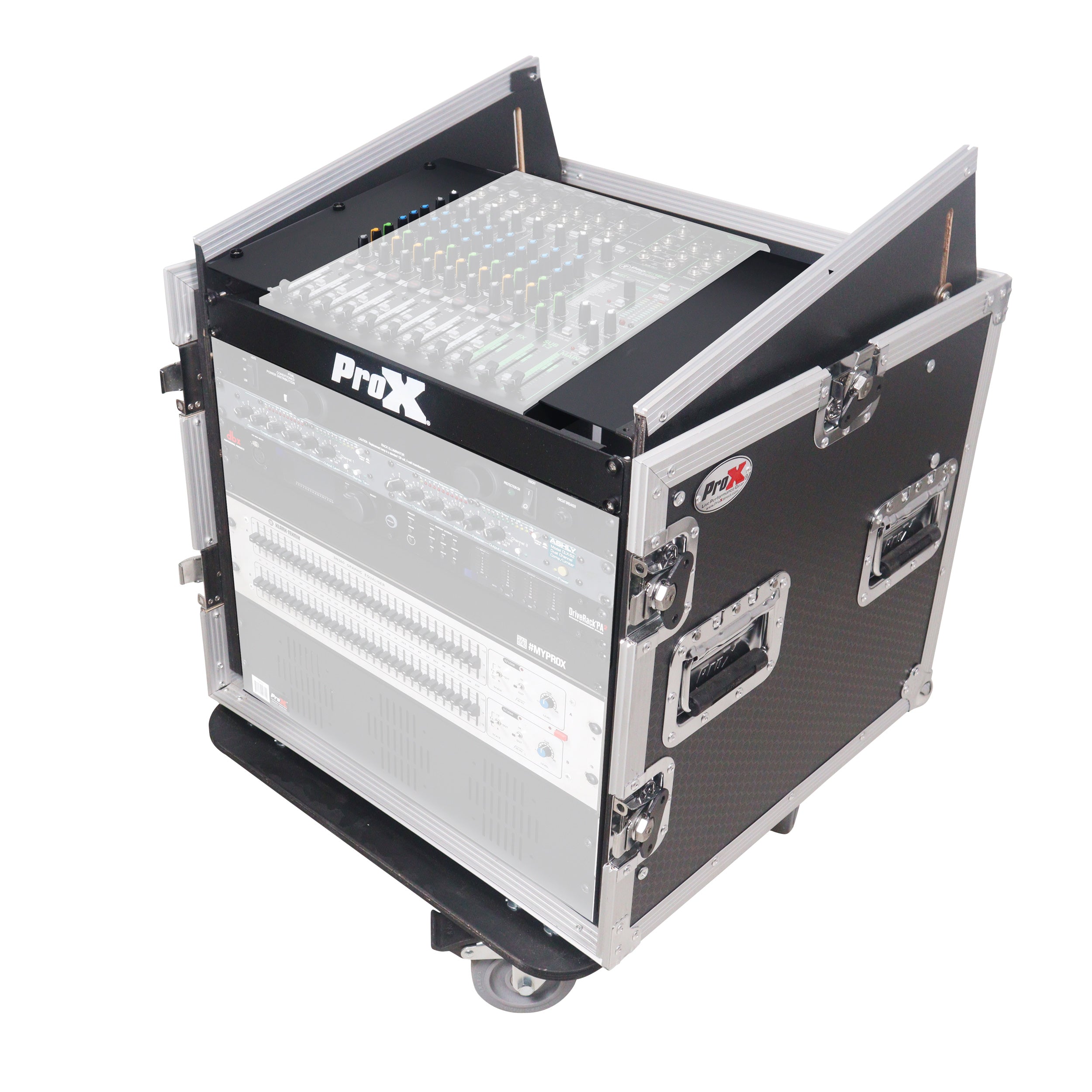 12U Vertical Rack Mount Flight Case with 10U Top for Mixer Combo Amp Rack with Caster Wheels