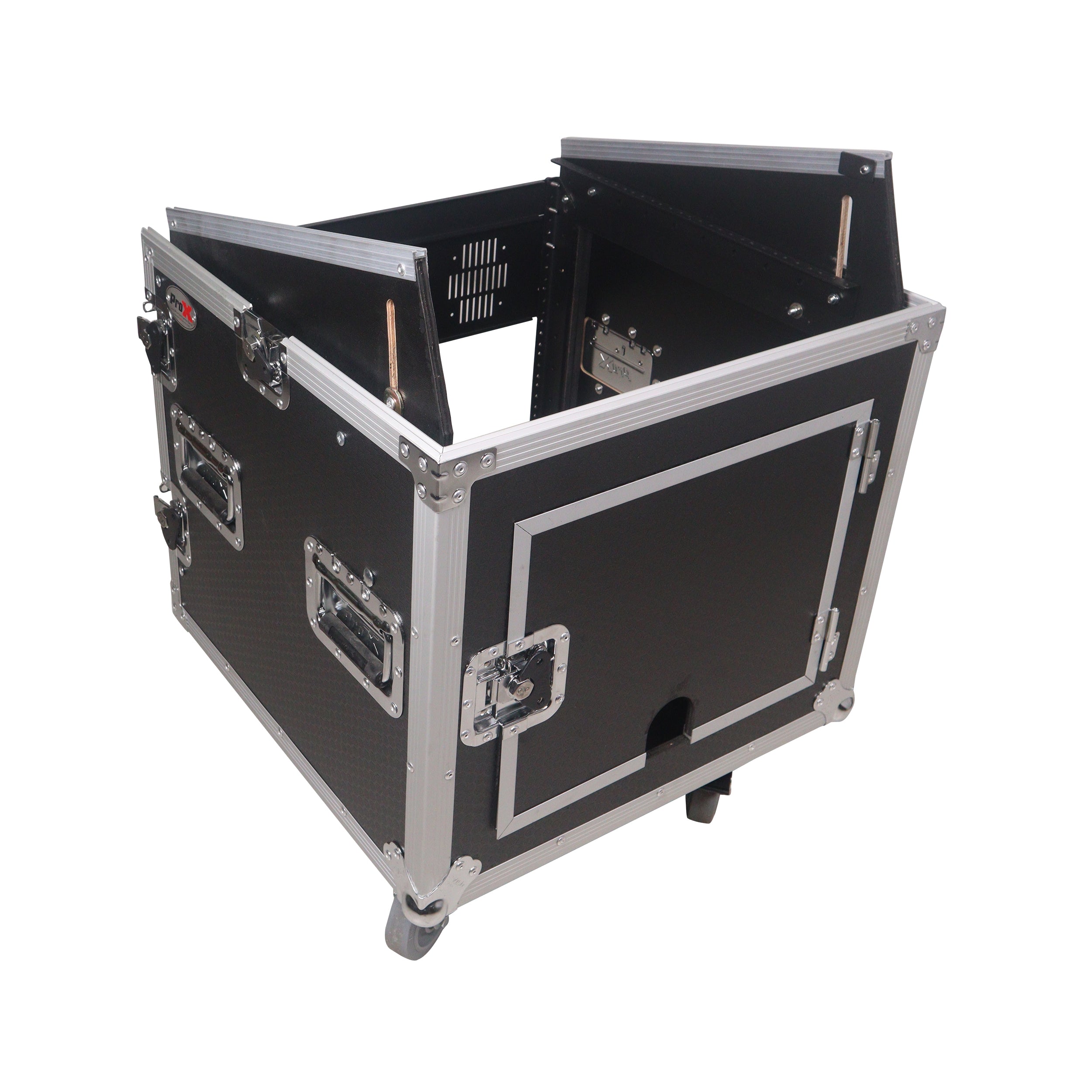 12U Vertical Rack Mount Flight Case with 10U Top for Mixer Combo Amp Rack with Caster Wheels