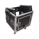12U Vertical Rack Mount Flight Case with 10U Top for Mixer Combo Amp Rack with Caster Wheels
