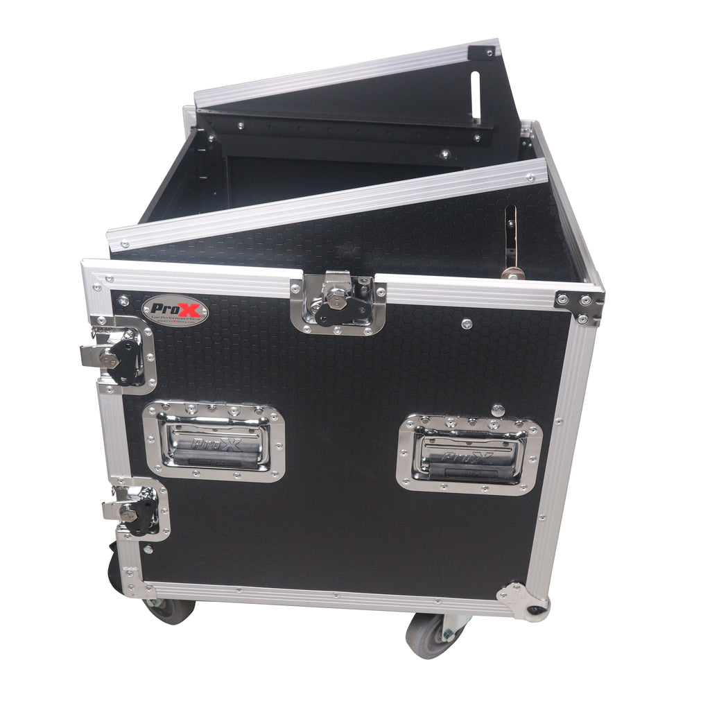 12U Vertical Rack Mount Flight Case with 10U Top for Mixer Combo Amp Rack with Caster Wheels