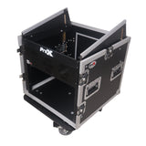 12U Vertical Rack Mount Flight Case with 10U Top for Mixer Combo Amp Rack with Caster Wheels