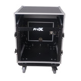 12U Vertical Rack Mount Flight Case with 10U Top for Mixer Combo Amp Rack with Caster Wheels