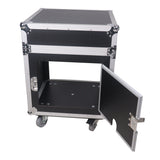 12U Vertical Rack Mount Flight Case with 10U Top for Mixer Combo Amp Rack with Caster Wheels