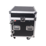 12U Vertical Rack Mount Flight Case with 10U Top for Mixer Combo Amp Rack with Laptop Shelf and Caster Wheels