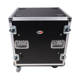 12U Space Shockproof Amp Rack ATA Flight Case 24 in. Depth with Caster Wheels