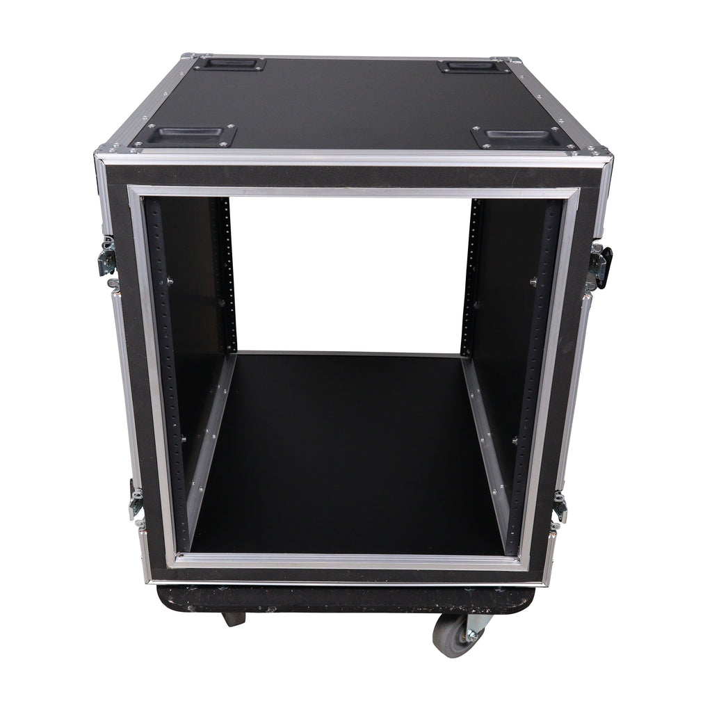 10U Space Shockproof Amp Rack ATA Flight Case 24 In Depth W-Casters