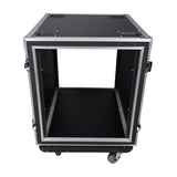 12U Space Shockproof Amp Rack ATA Flight Case 24 in. Depth with Caster Wheels