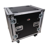12U Space Shockproof Amp Rack ATA Flight Case 24 in. Depth with Caster Wheels